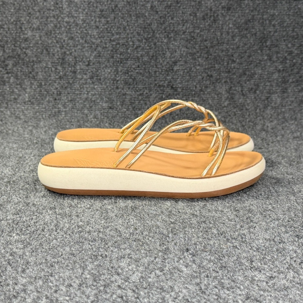 Ancient Greek Sandals Women's 7 Gold Slide Summer Beach‎ Flip Flops